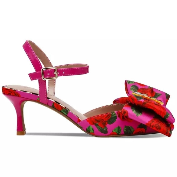 NEW Betsey Johnson Felipe Embellished Floral Ankle Strap Pump Size 10 - Picture 2 of 16